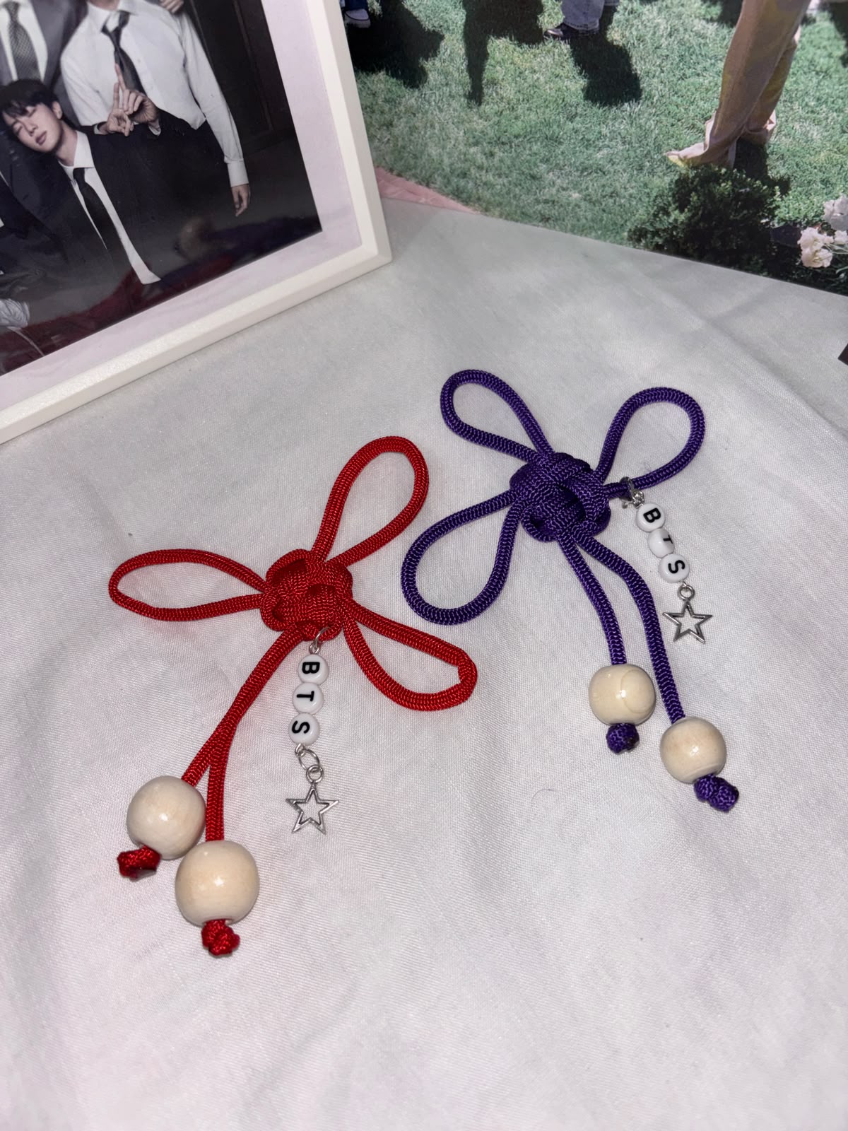 Red & Purple Bow BTS-Inspired Phone Charm (Fan-Made)