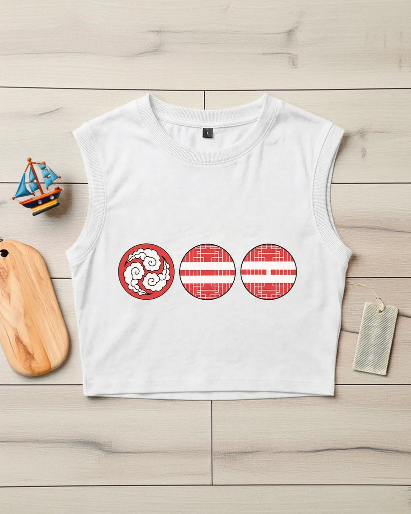 Kaos Crop Tank Bermotif Tradisional Arirang BTS (Buatan Penggemar)